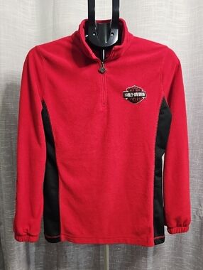 Harley-Davidson Red and Black Half-Zip Fleece Pullover